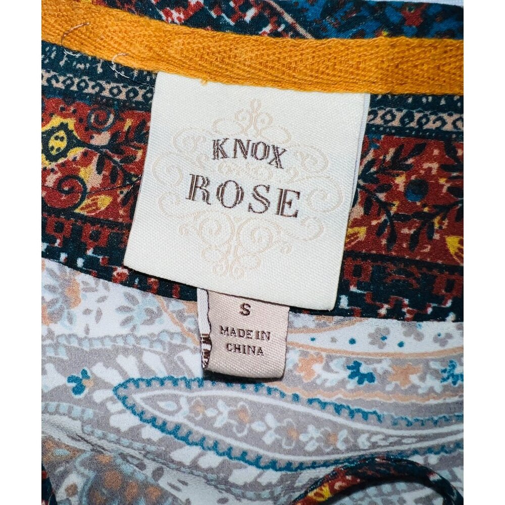 Knox Rose Bohemian Paisley Print Blouse Small - Picture 3 of 4